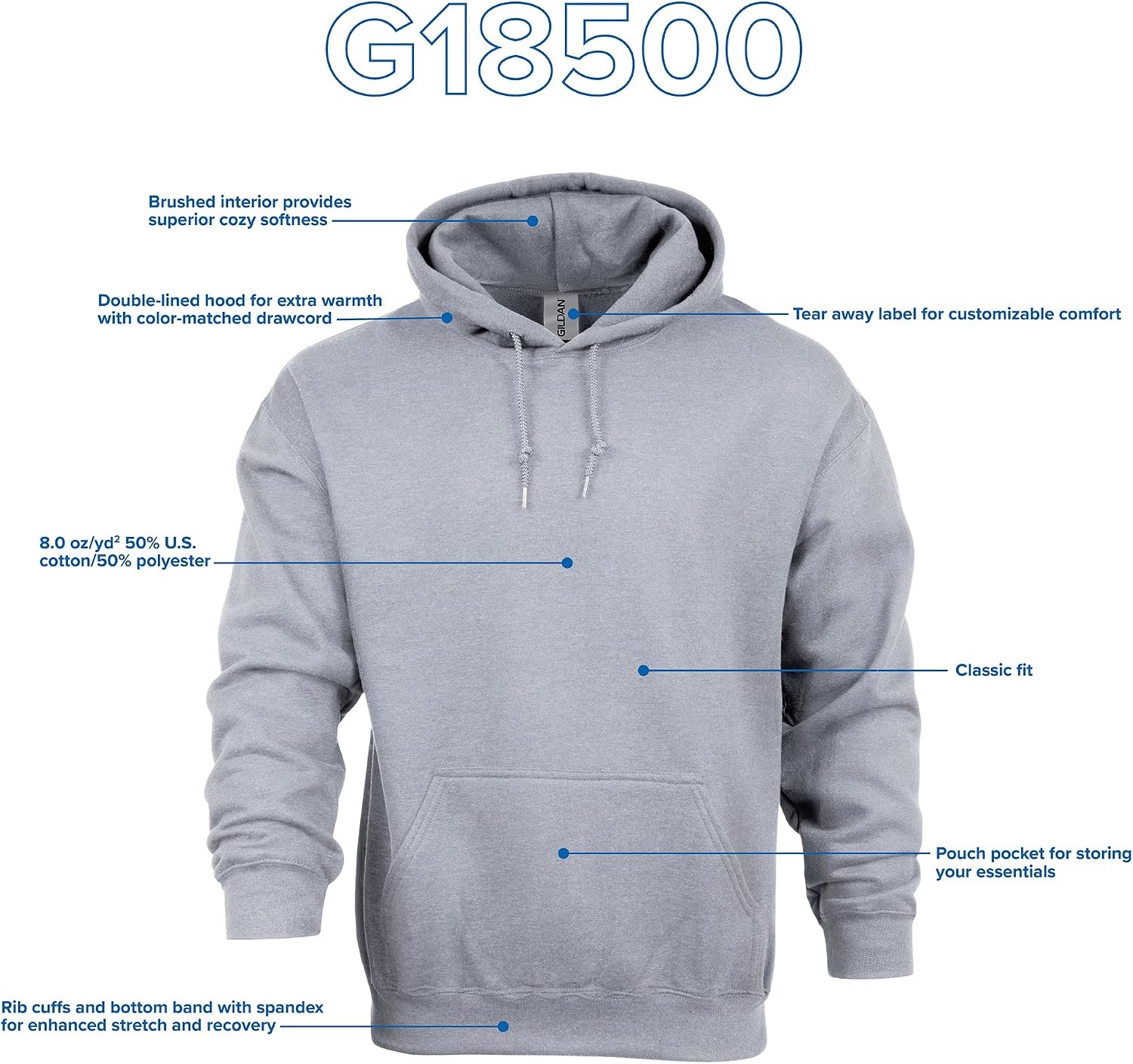 image:imageGildan Adult Fleece Hoodie Sweatshirt Style G18500 MultipackS Orange 1pack