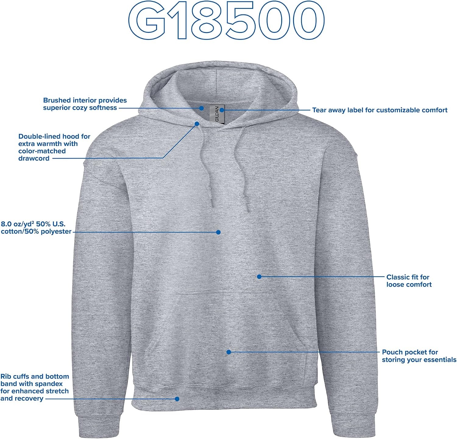 image:imageGildan Adult Fleece Hoodie Sweatshirt Style G18500 MultipackSport Grey 2pack