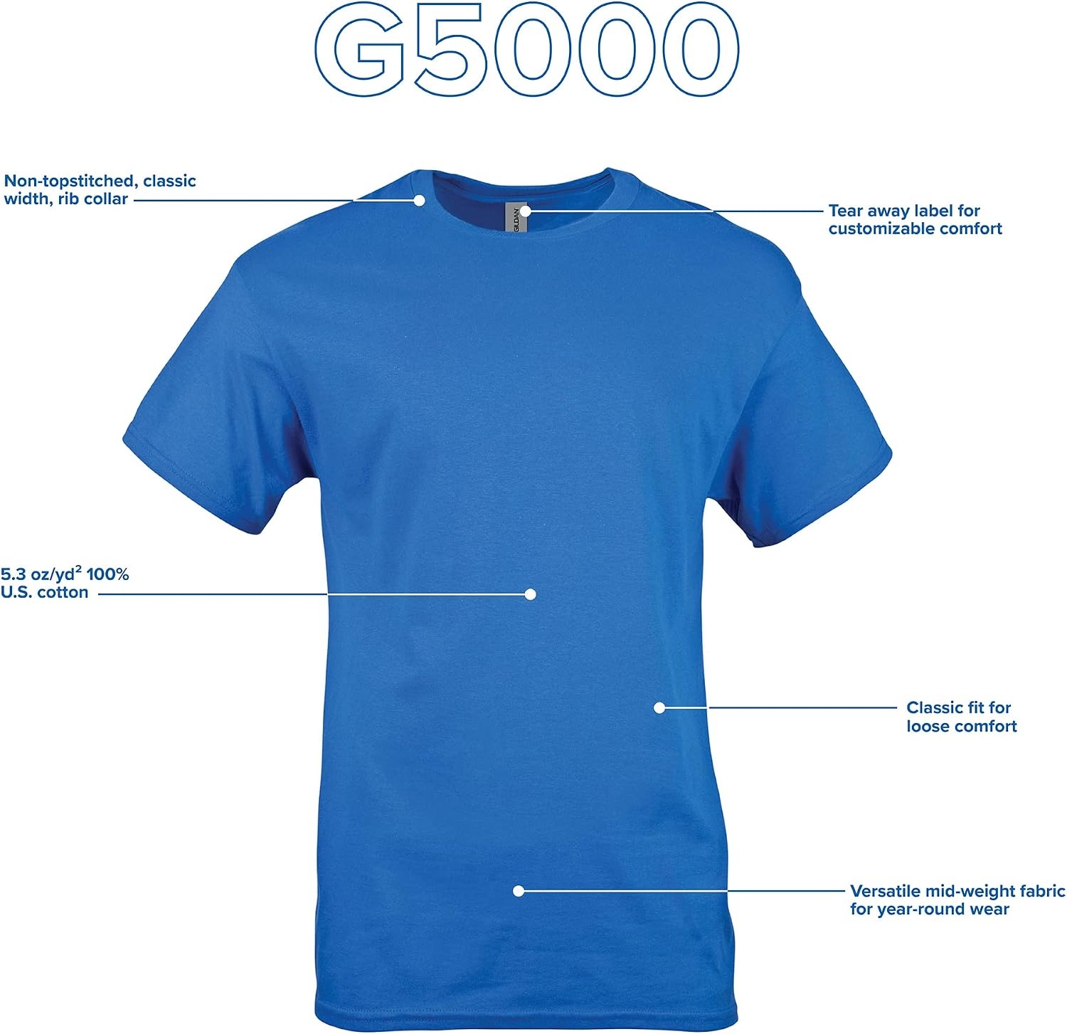 image:imageGildan Adult Heavy Cotton TShirt Style G5000Royal