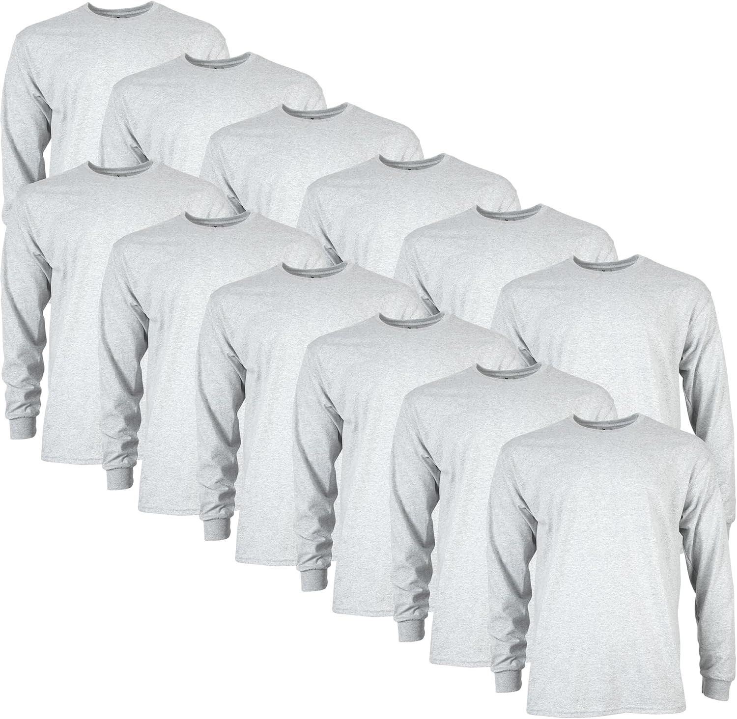 image:imageGildan Adult Ultra Cotton Long Sleeve TShirt Style G2400 MultipackAsh Grey