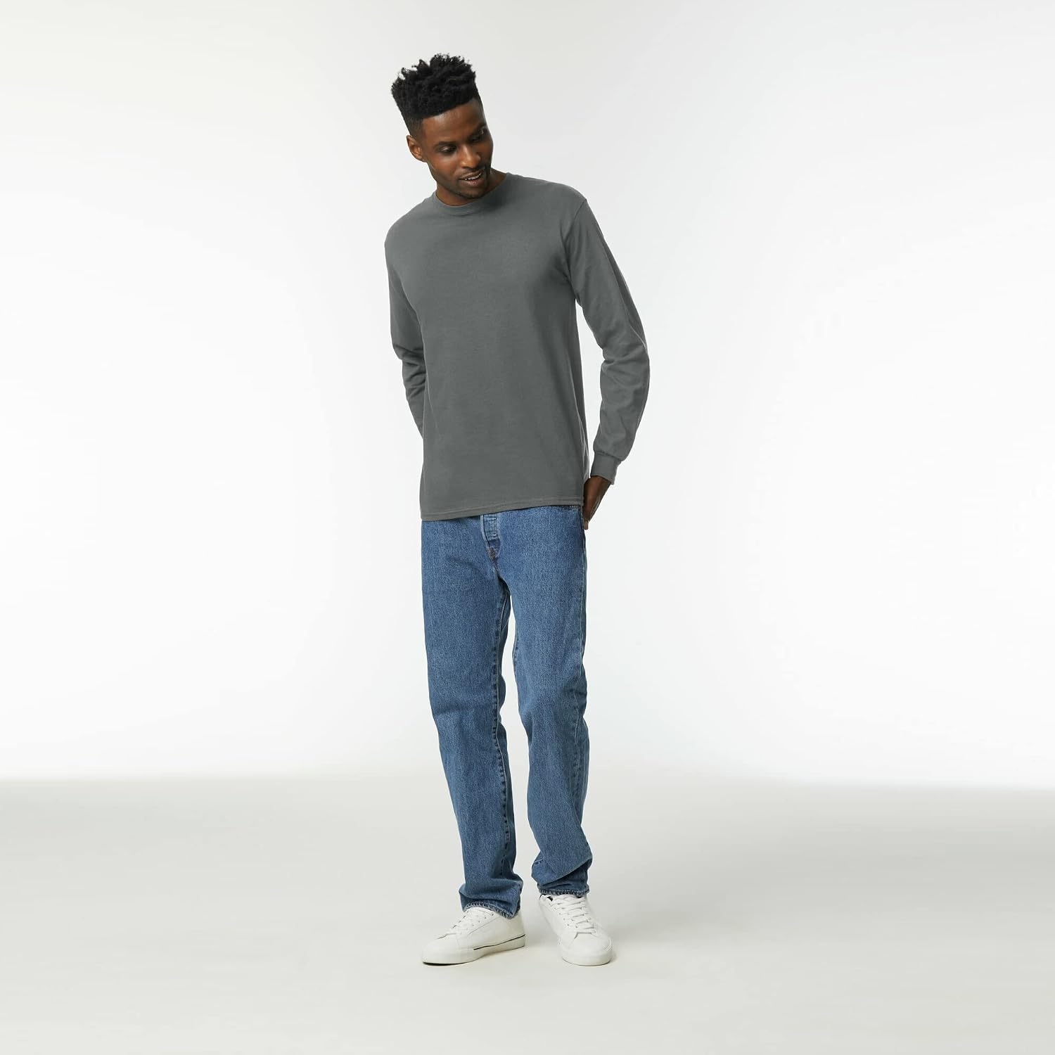 image:imageGildan Adult Ultra Cotton Long Sleeve TShirt Style G2400 MultipackBlack