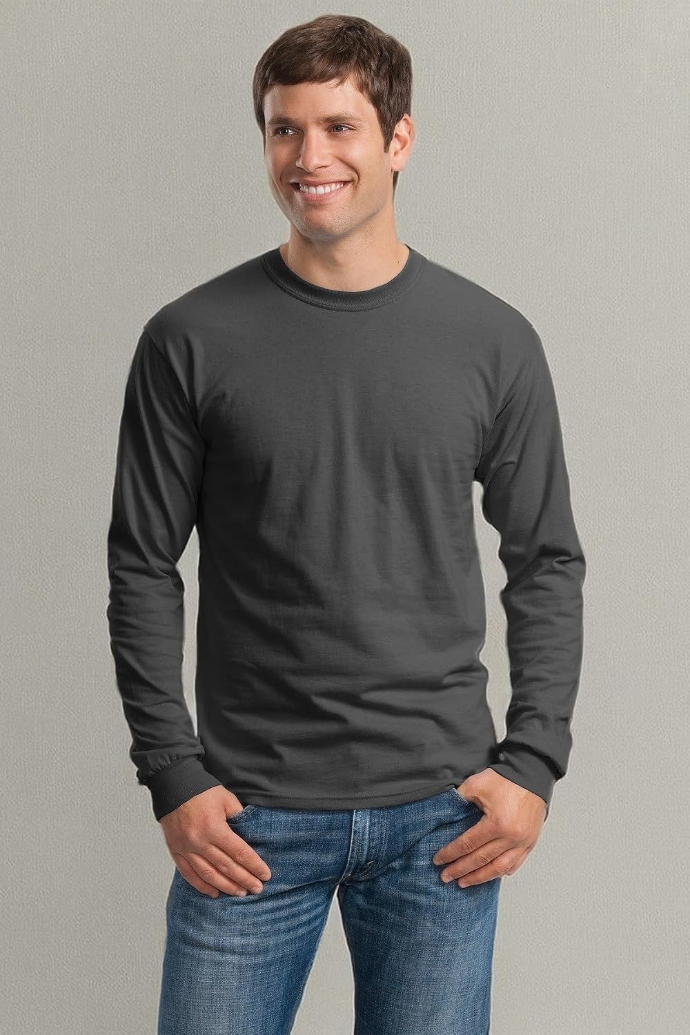 image:imageGildan Adult Ultra Cotton Long Sleeve TShirt Style G2400 MultipackCharcoal