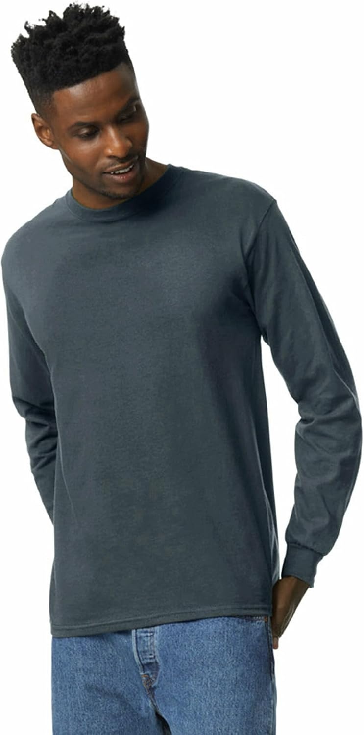 image:imageGildan Adult Ultra Cotton Long Sleeve TShirt Style G2400 MultipackDark Heather