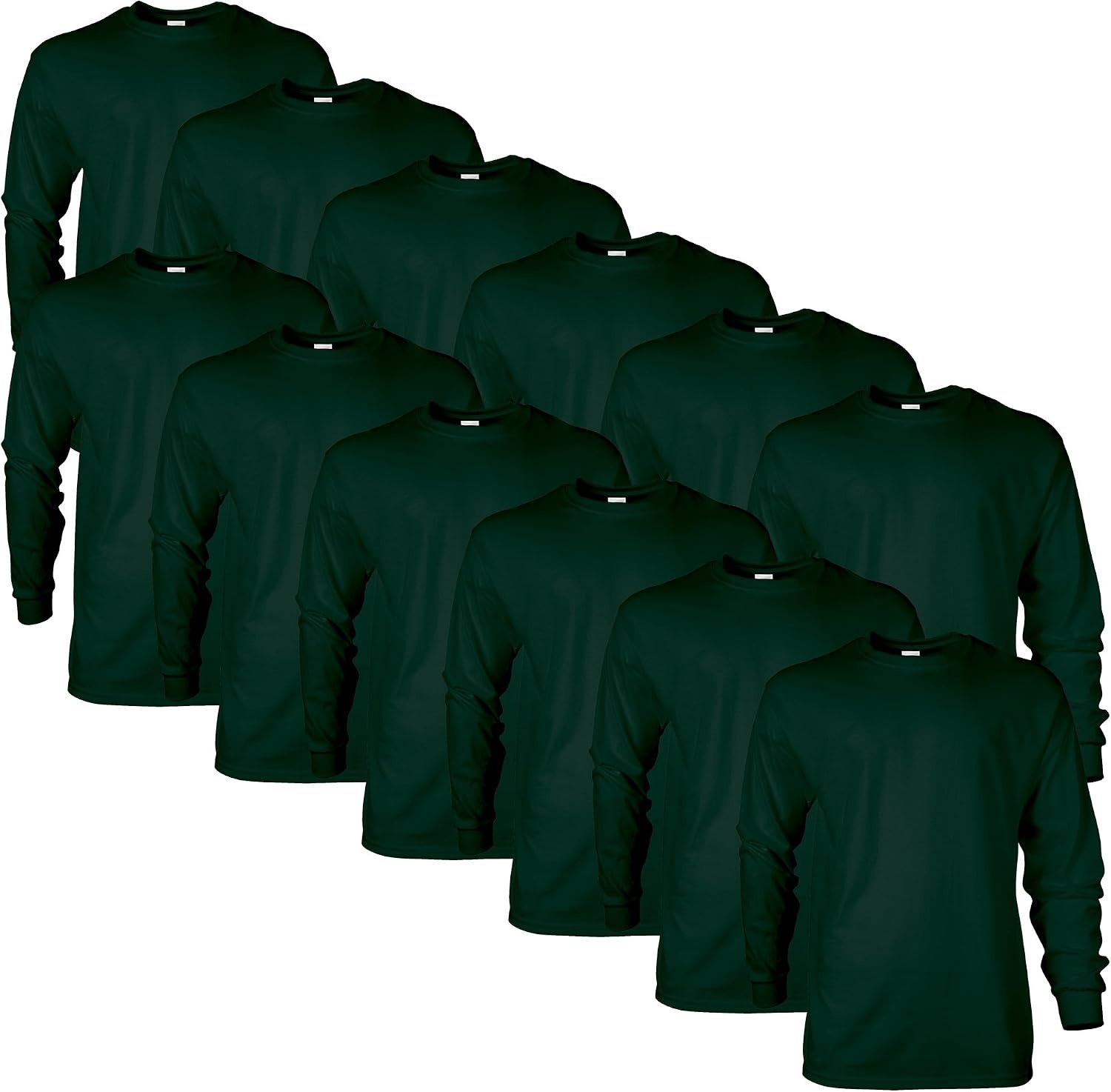 image:imageGildan Adult Ultra Cotton Long Sleeve TShirt Style G2400 MultipackForest Green