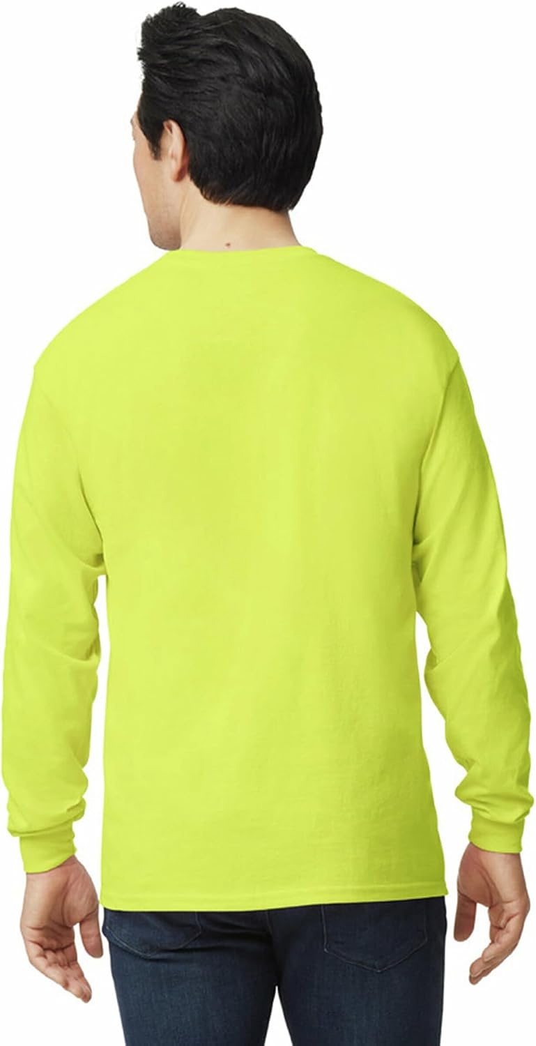 image:imageGildan Adult Ultra Cotton Long Sleeve TShirt Style G2400 MultipackSafety Green