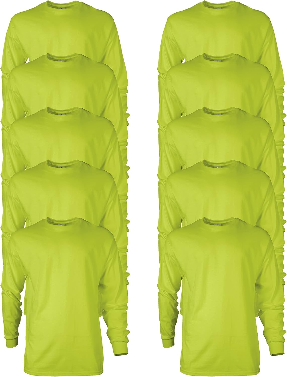 image:imageGildan Adult Ultra Cotton Long Sleeve TShirt Style G2400 MultipackSafety Green