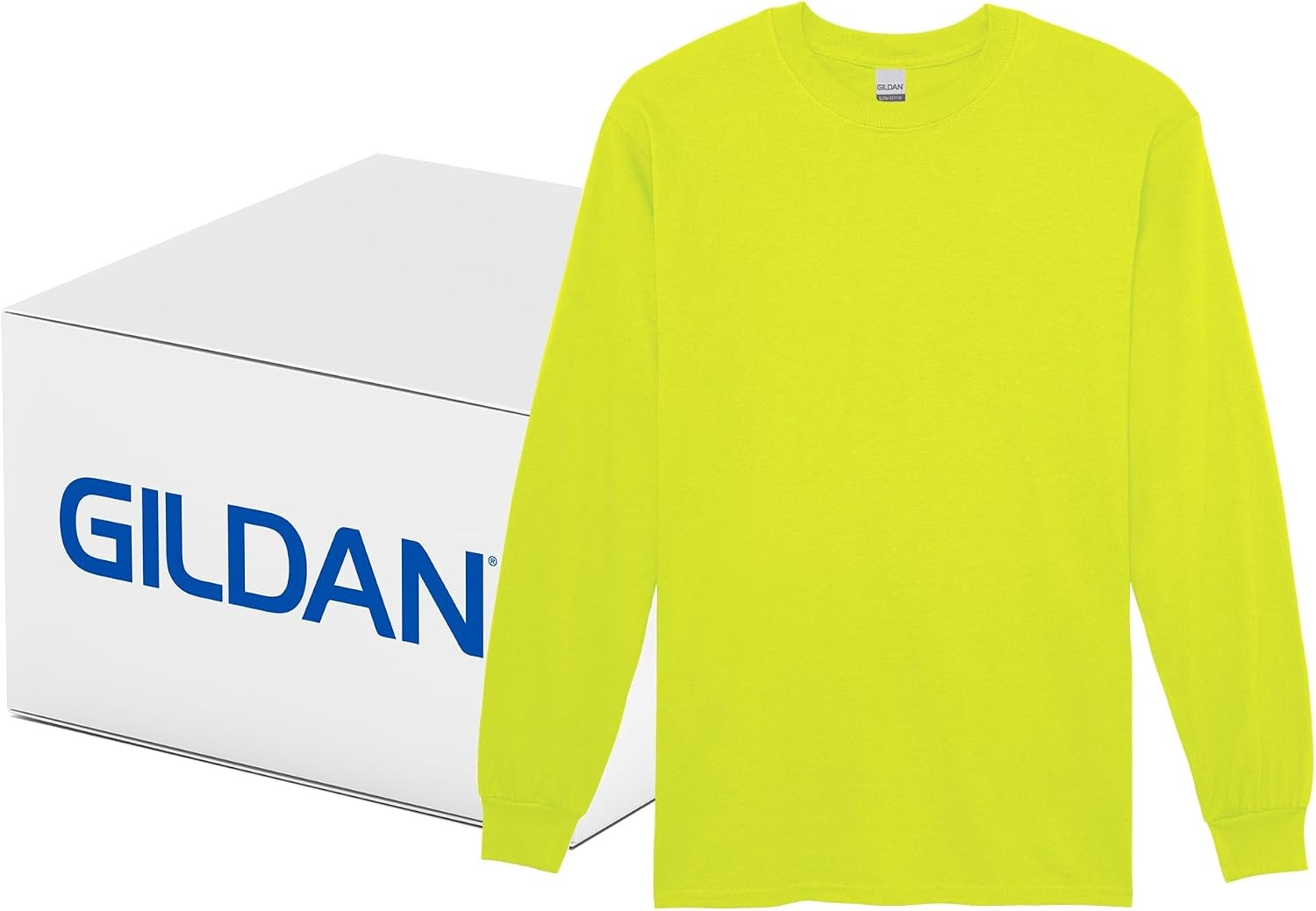 image:imageGildan Adult Ultra Cotton Long Sleeve TShirt Style G2400 MultipackSafety Green