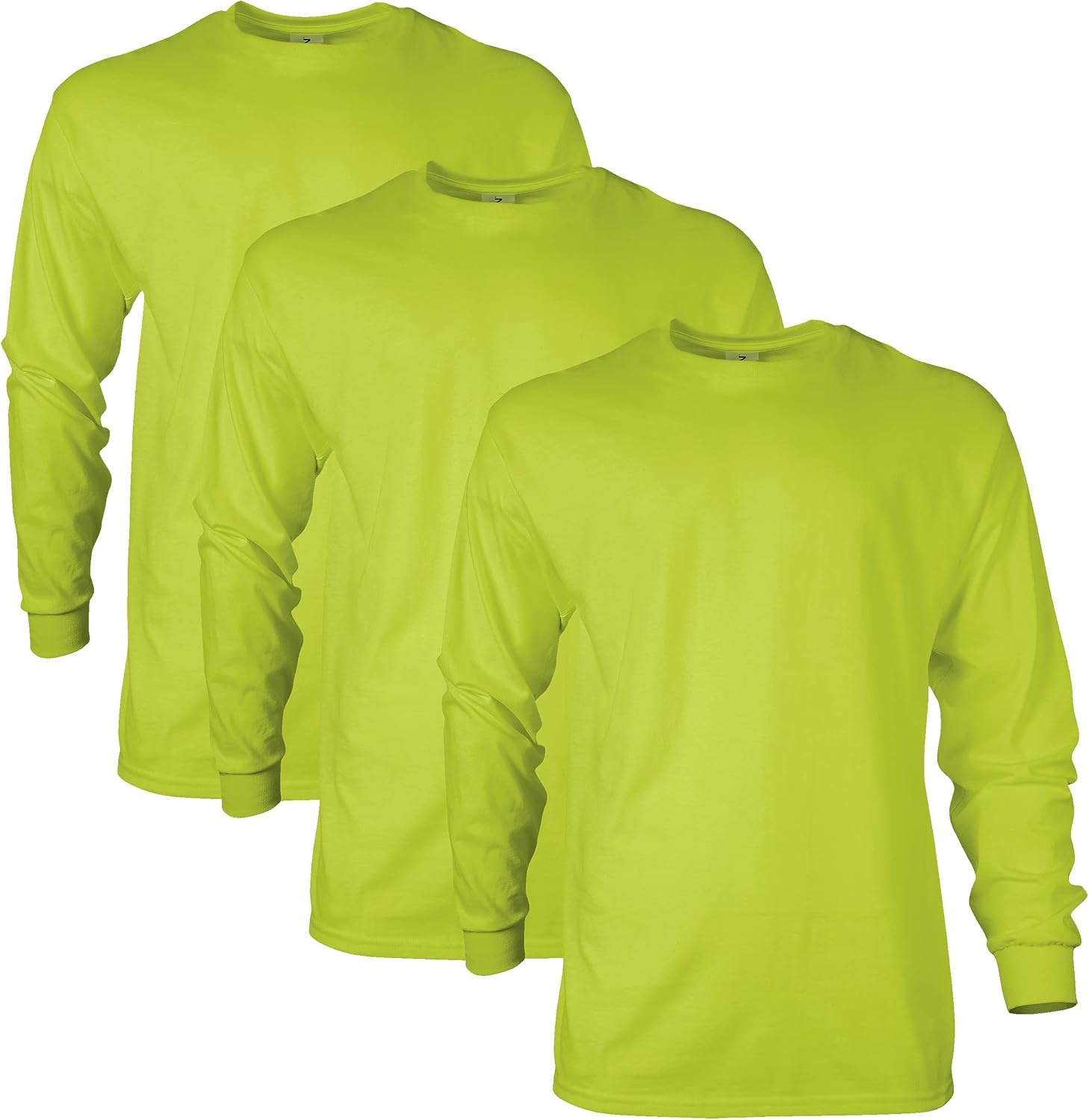 image:imageGildan Adult Ultra Cotton Long Sleeve TShirt Style G2400 MultipackSafety Green