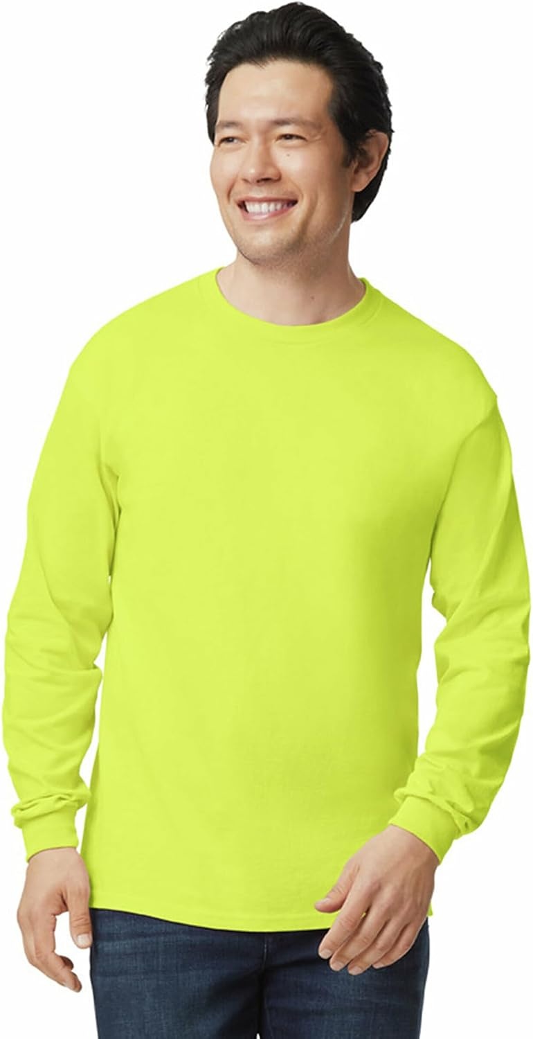 image:imageGildan Adult Ultra Cotton Long Sleeve TShirt Style G2400 MultipackSafety Green