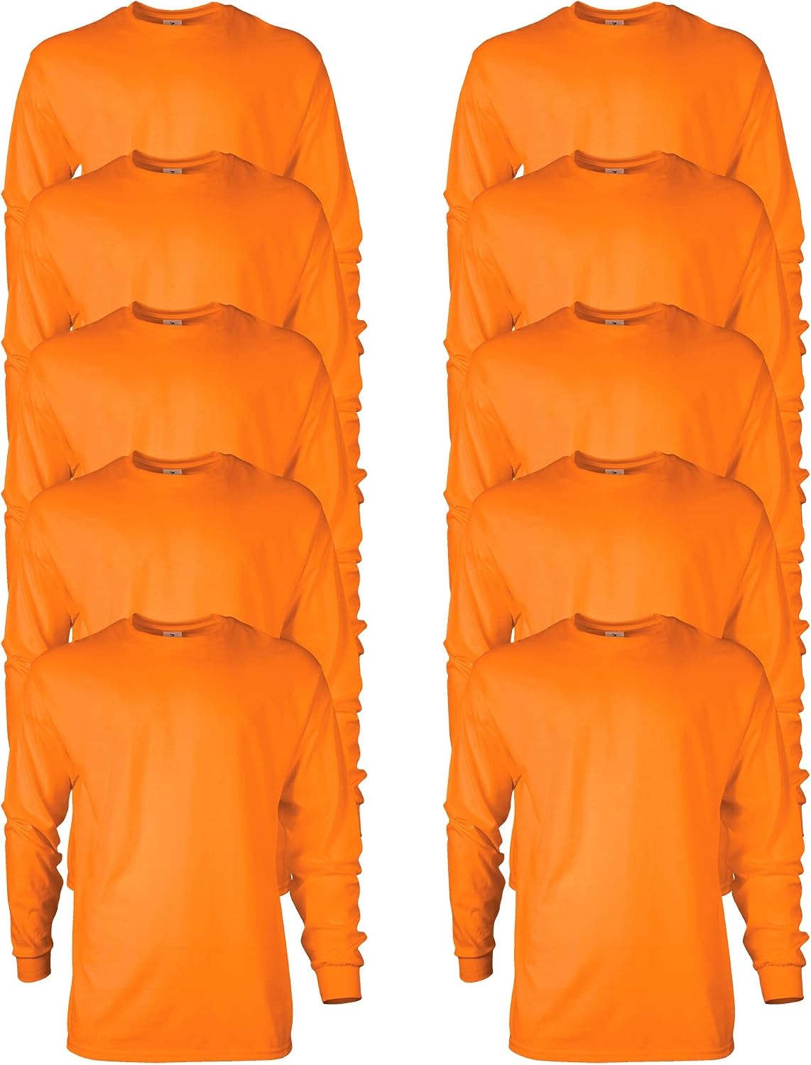 image:imageGildan Adult Ultra Cotton Long Sleeve TShirt Style G2400 MultipackSafety Orange