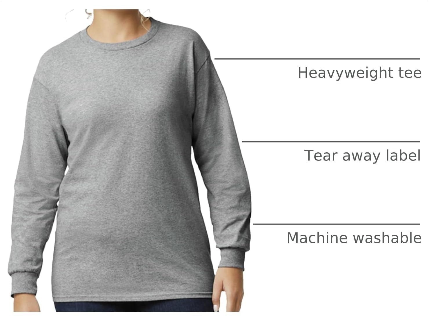 image:imageGildan Adult Ultra Cotton Long Sleeve TShirt Style G2400 MultipackSport Grey