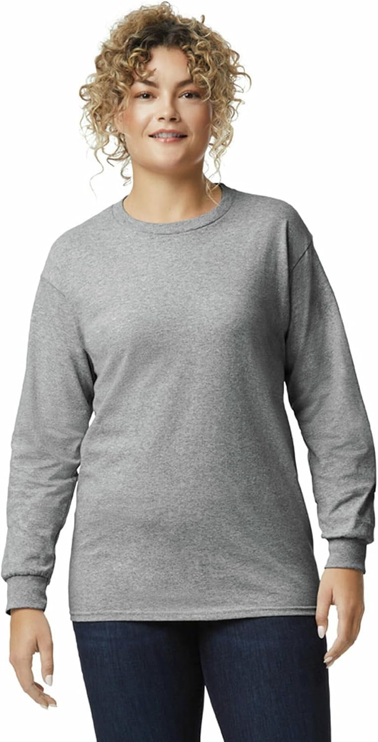 image:imageGildan Adult Ultra Cotton Long Sleeve TShirt Style G2400 MultipackSport Grey