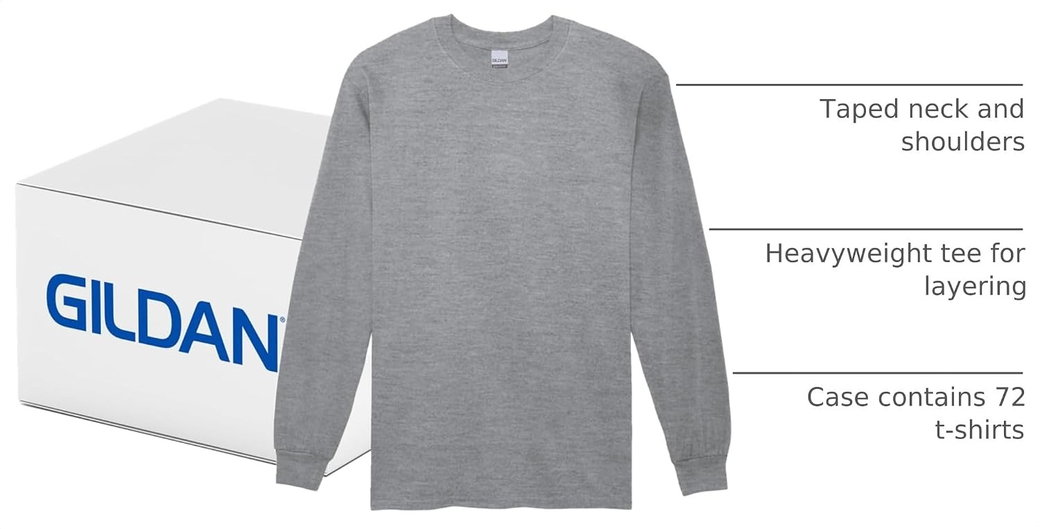 image:imageGildan Adult Ultra Cotton Long Sleeve TShirt Style G2400 MultipackSport Grey