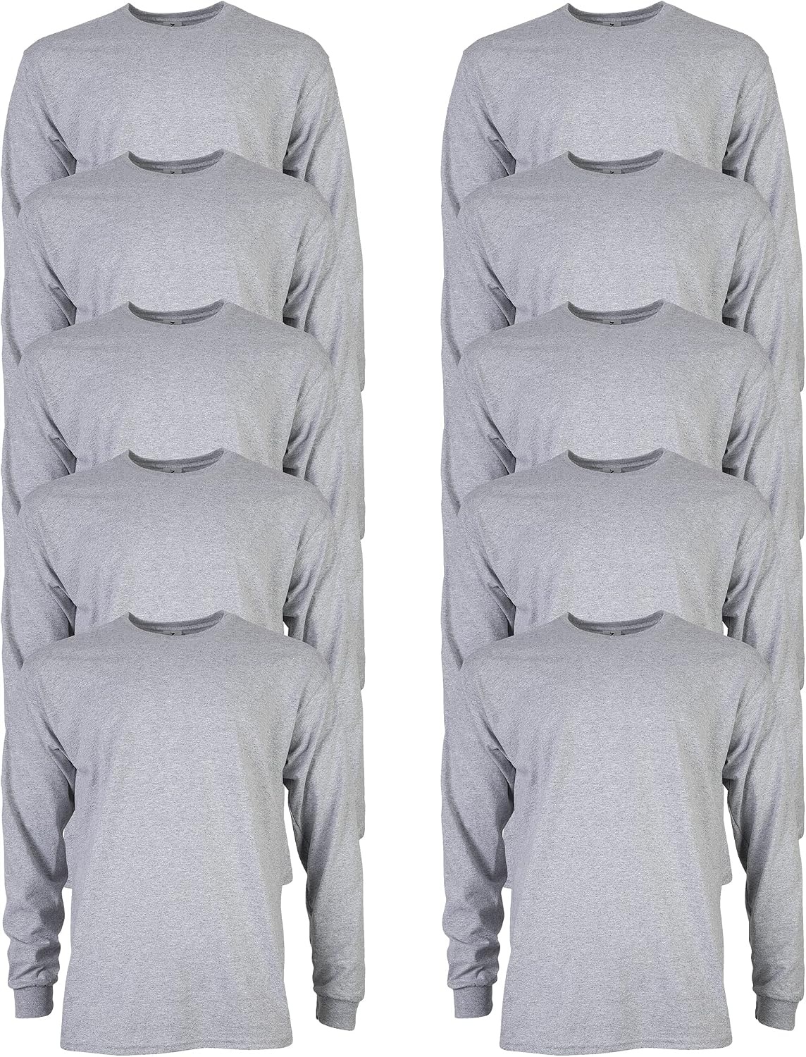 image:imageGildan Adult Ultra Cotton Long Sleeve TShirt Style G2400 MultipackSport Grey