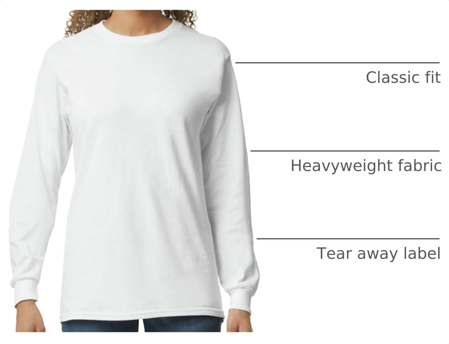 image:imageGildan Adult Ultra Cotton Long Sleeve TShirt Style G2400 MultipackWhite