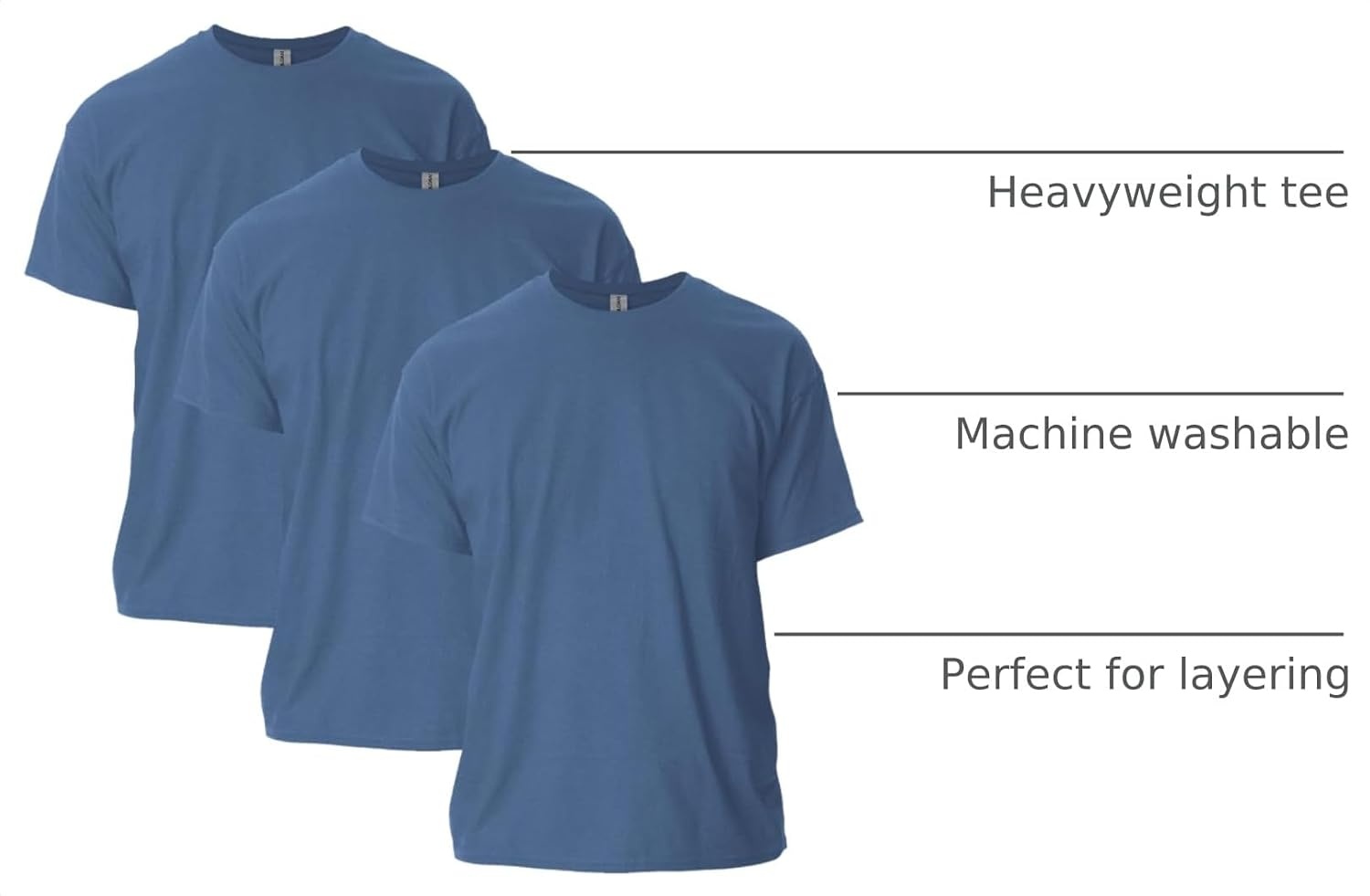 image:imageGildan Adult Ultra Cotton TShirt Style G2000 MultipackHeather Indigo