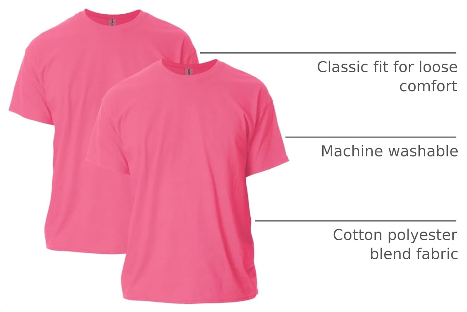 image:imageGildan Adult Ultra Cotton TShirt Style G2000 MultipackSafety Pink