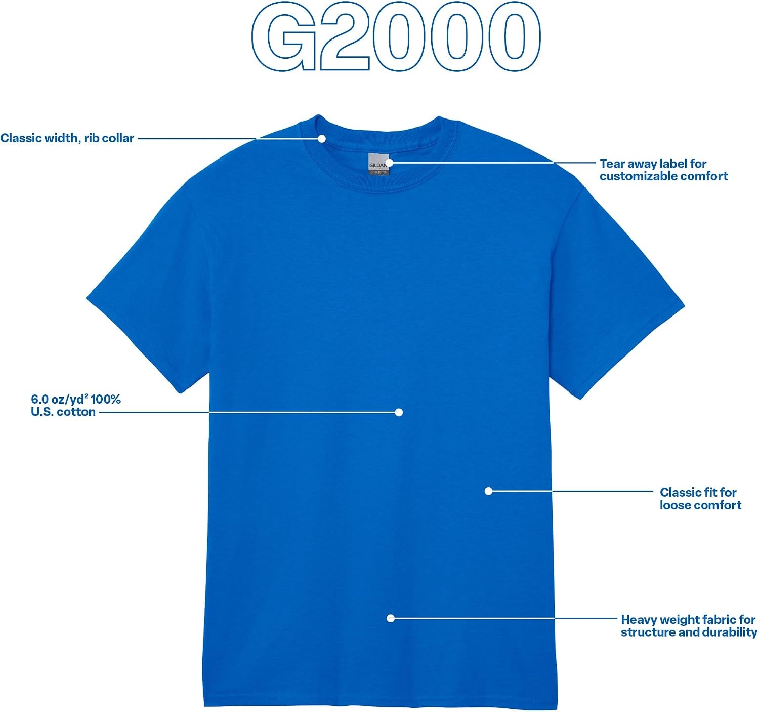 image:imageGildan Adult Ultra Cotton TShirt Style G2000 MultipackSapphire