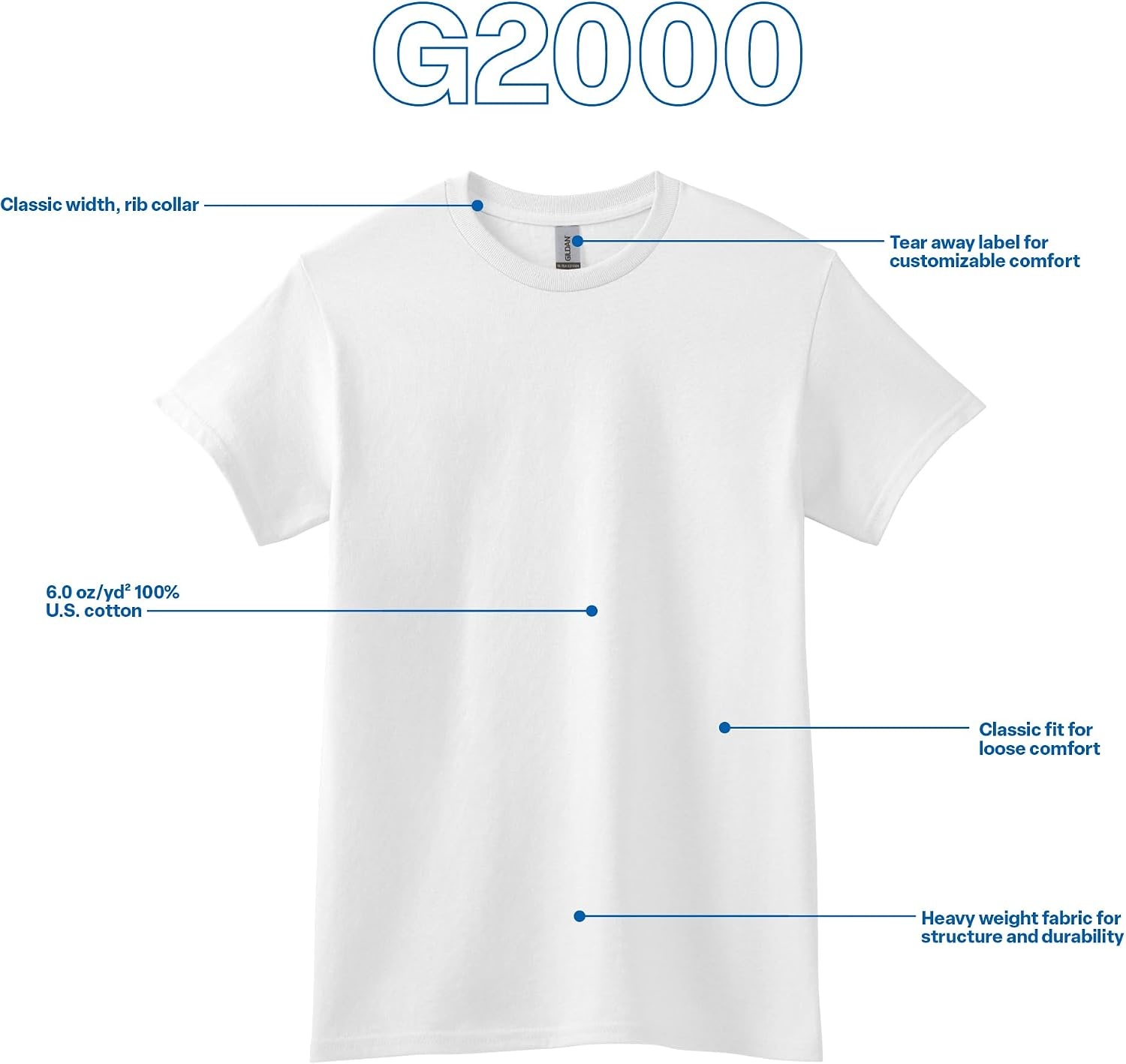 image:imageGildan Adult Ultra Cotton TShirt Style G2000 MultipackWhite