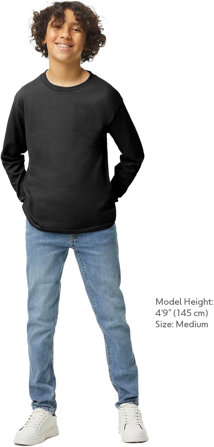 image:imageGildan Youth Ultra Cotton Long Sleeve TShirt Style G2400B 2PackBlack