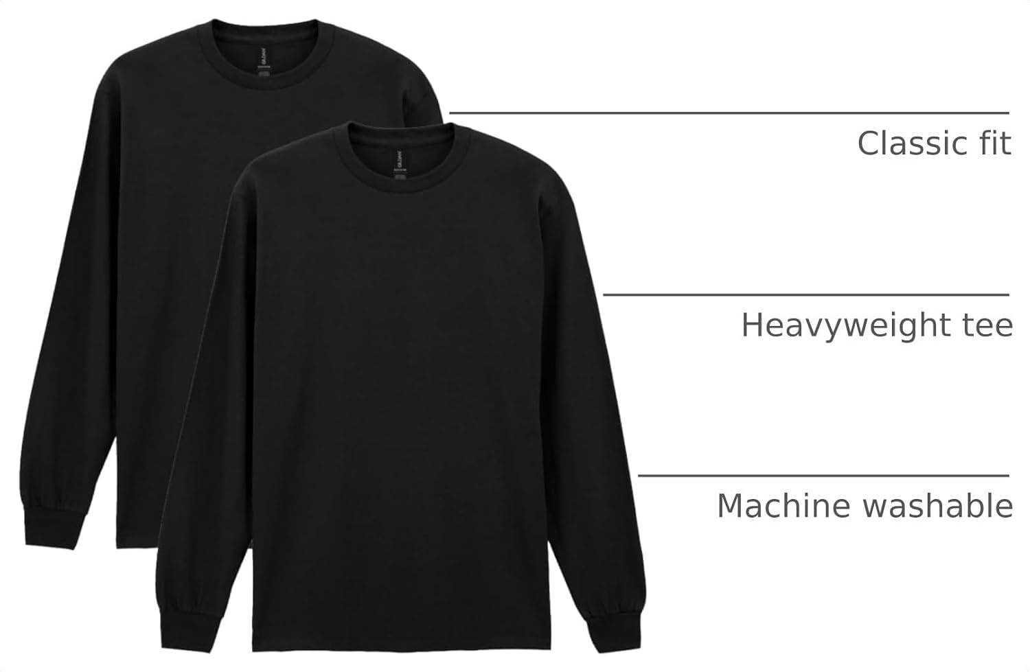 image:imageGildan Youth Ultra Cotton Long Sleeve TShirt Style G2400B 2PackBlack