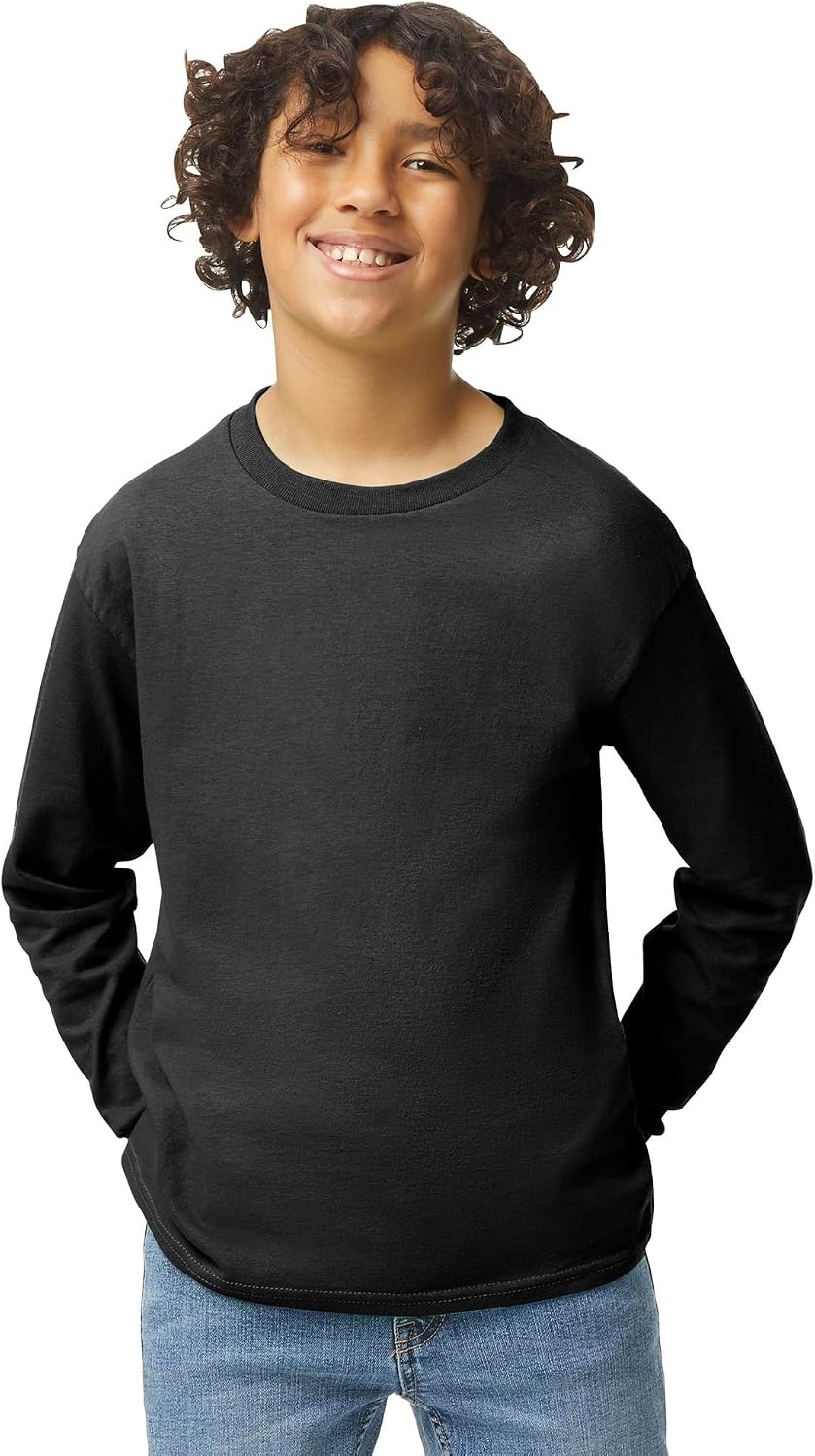 image:imageGildan Youth Ultra Cotton Long Sleeve TShirt Style G2400B 2PackBlack