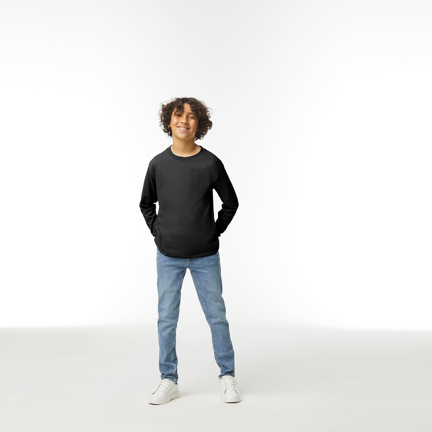 image:imageGildan Youth Ultra Cotton Long Sleeve TShirt Style G2400B 2PackBlack