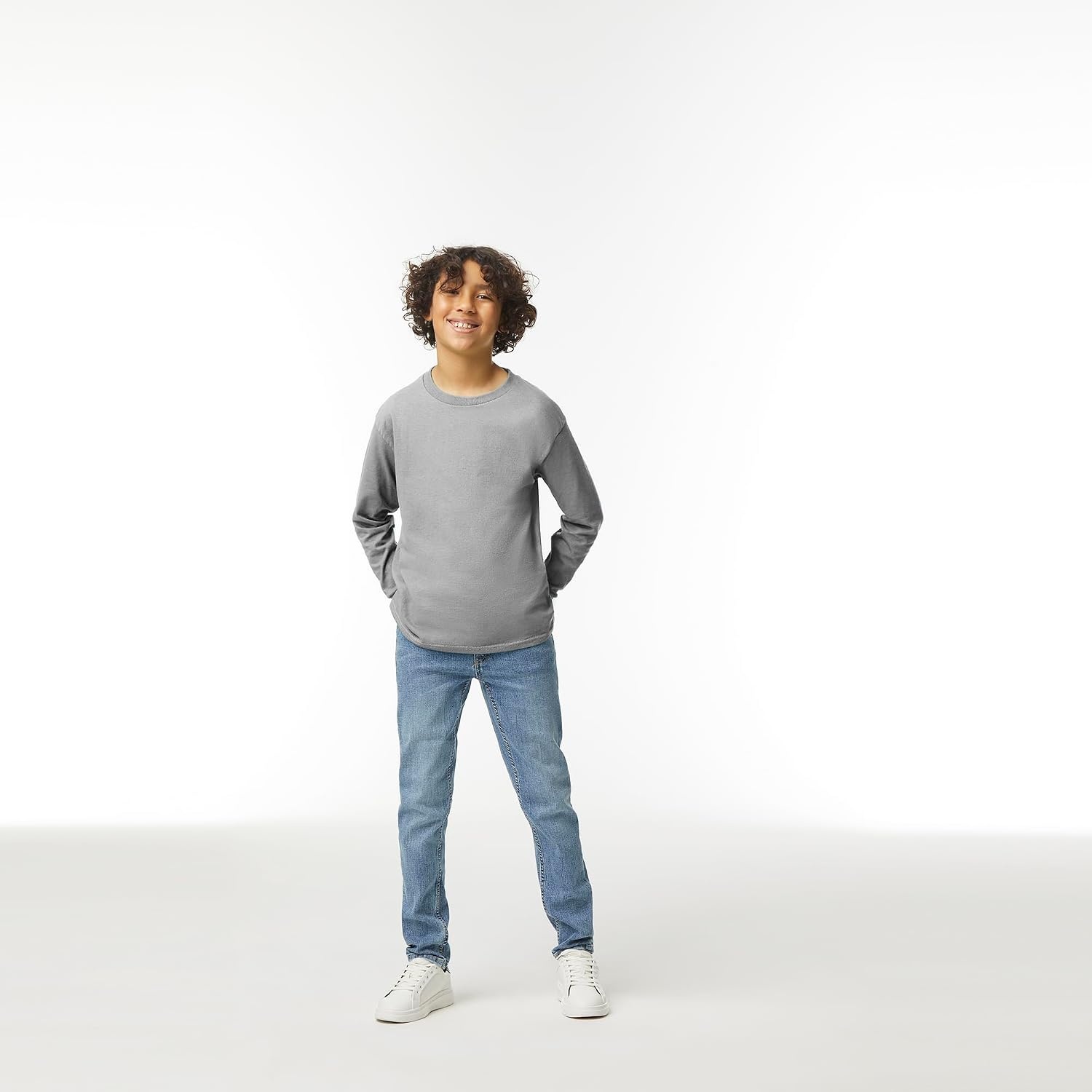 image:imageGildan Youth Ultra Cotton Long Sleeve TShirt Style G2400B 2PackSport Grey
