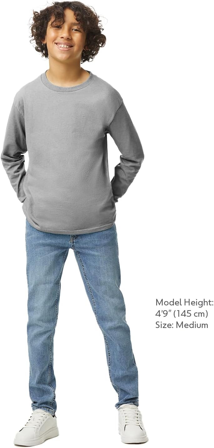 image:imageGildan Youth Ultra Cotton Long Sleeve TShirt Style G2400B 2PackSport Grey