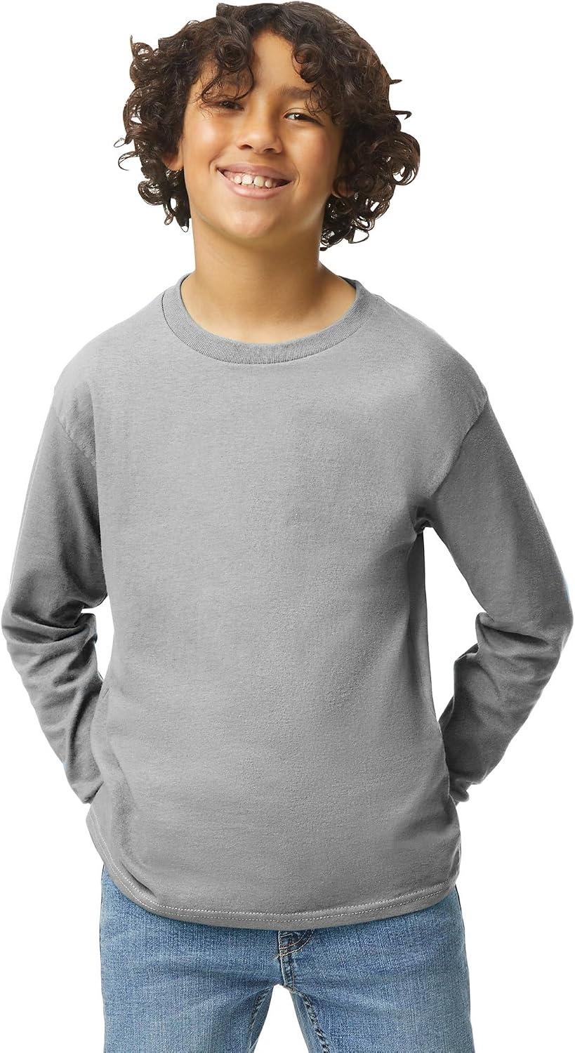 image:imageGildan Youth Ultra Cotton Long Sleeve TShirt Style G2400B 2PackSport Grey