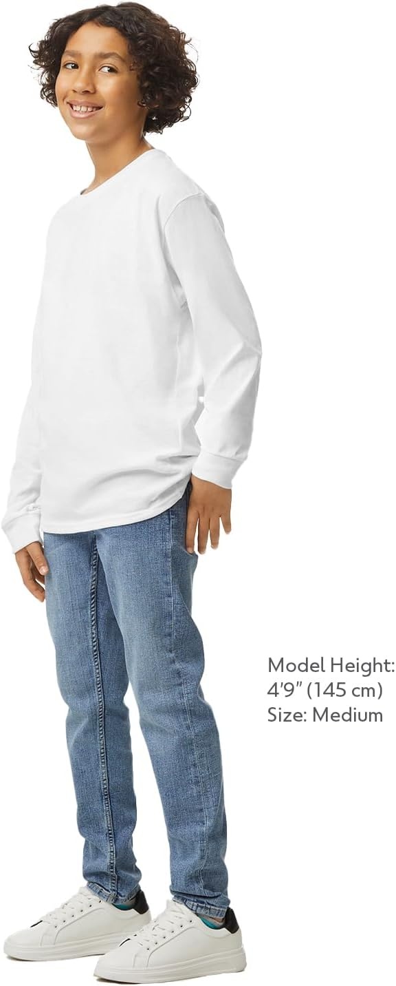image:imageGildan Youth Ultra Cotton Long Sleeve TShirt Style G2400B 2PackWhite