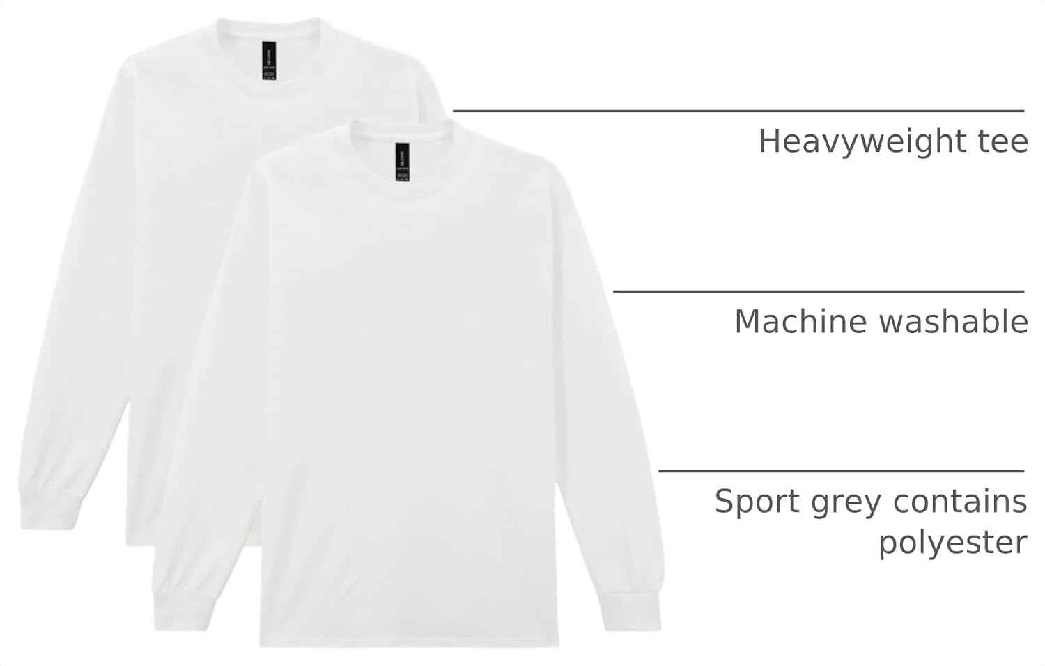 image:imageGildan Youth Ultra Cotton Long Sleeve TShirt Style G2400B 2PackWhite