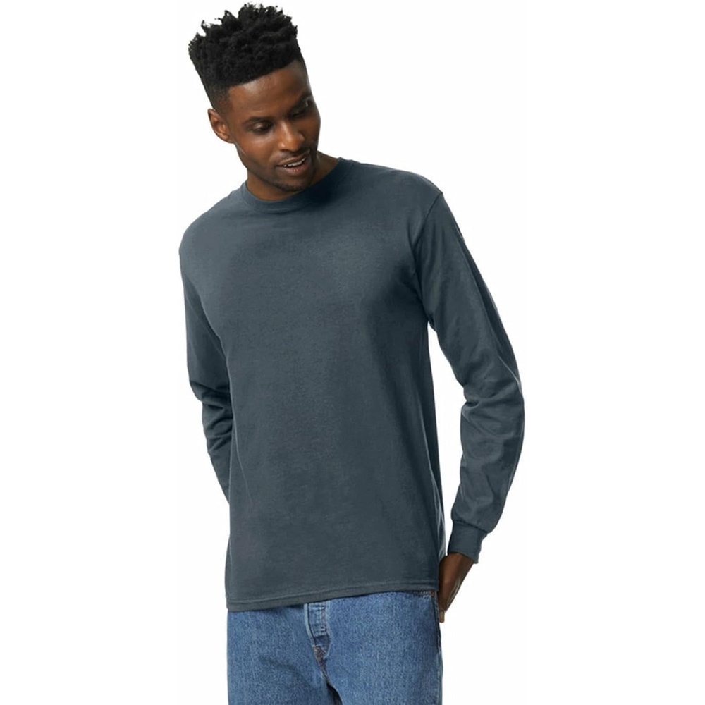 image:imageGildan Adult Ultra Cotton Long Sleeve TShirt Style G2400 MultipackDark Heather