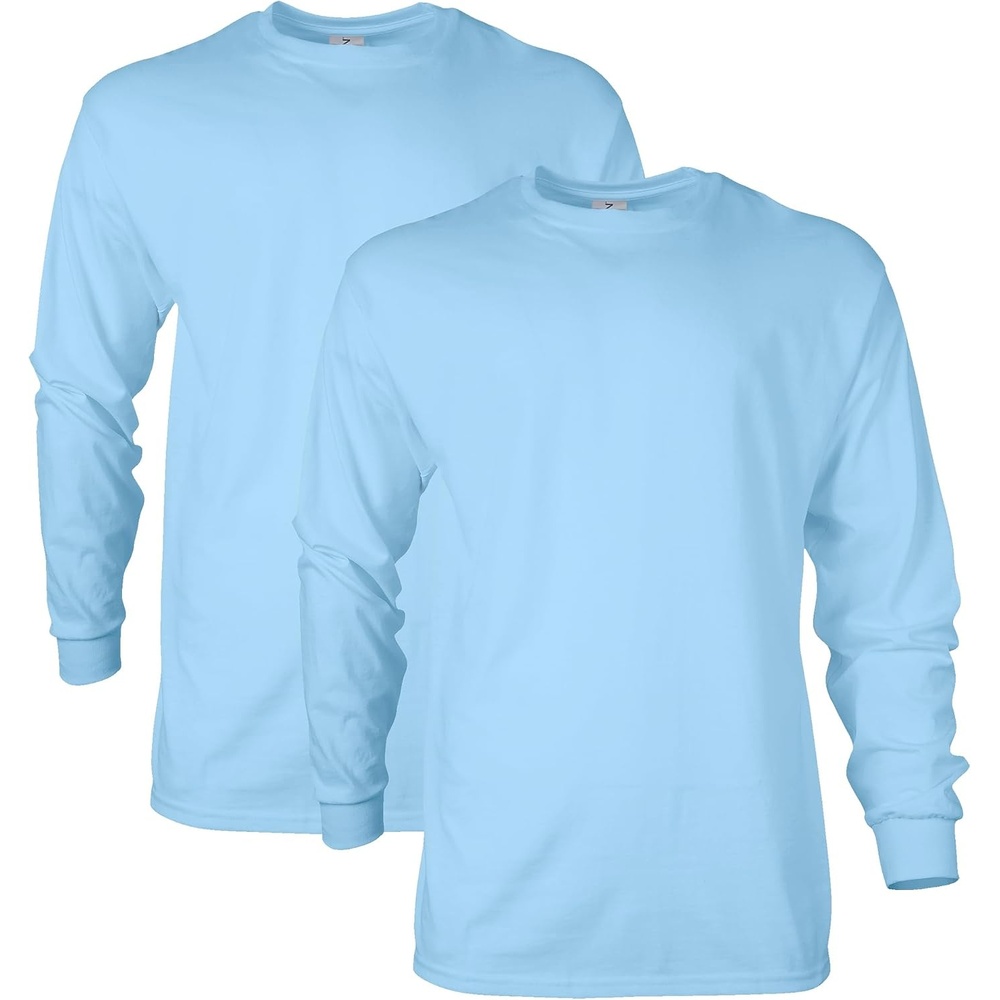 image:imageGildan Adult Ultra Cotton Long Sleeve TShirt Style G2400 MultipackLight Blue