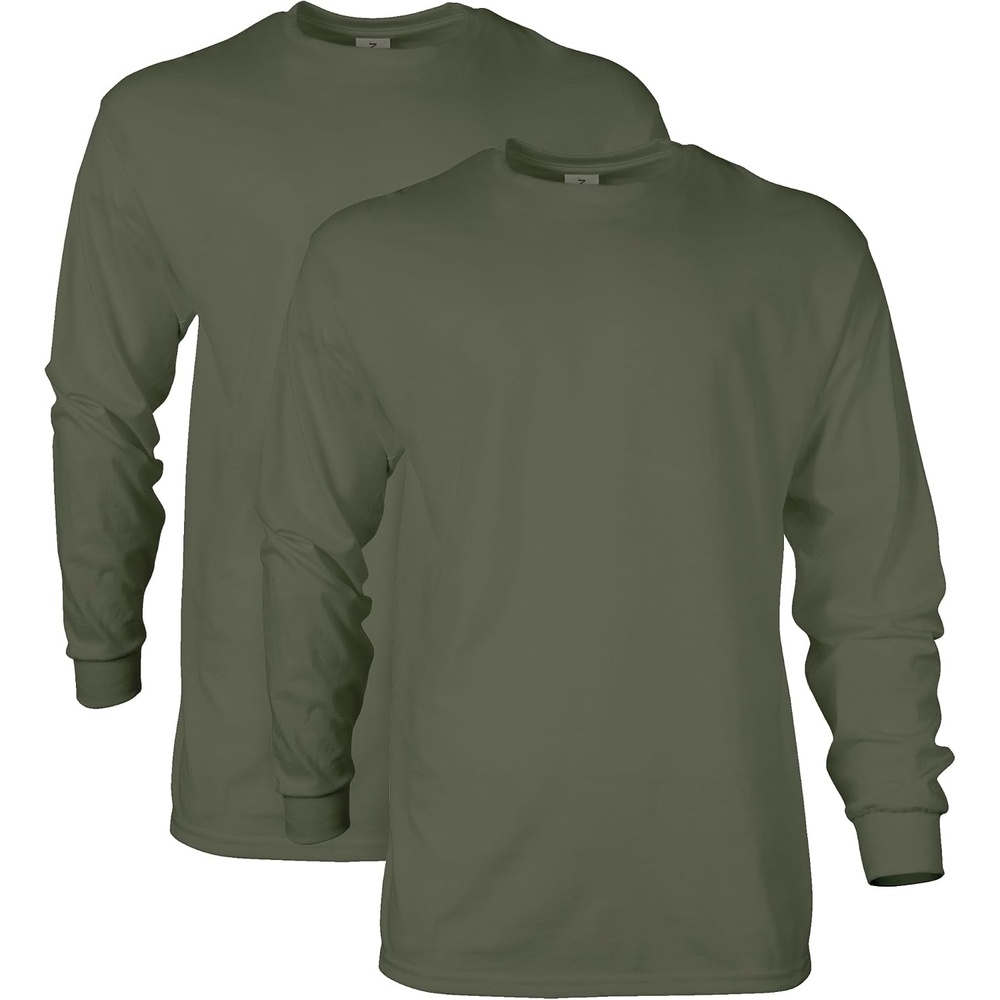 image:imageGildan Adult Ultra Cotton Long Sleeve TShirt Style G2400 MultipackMilitary Green