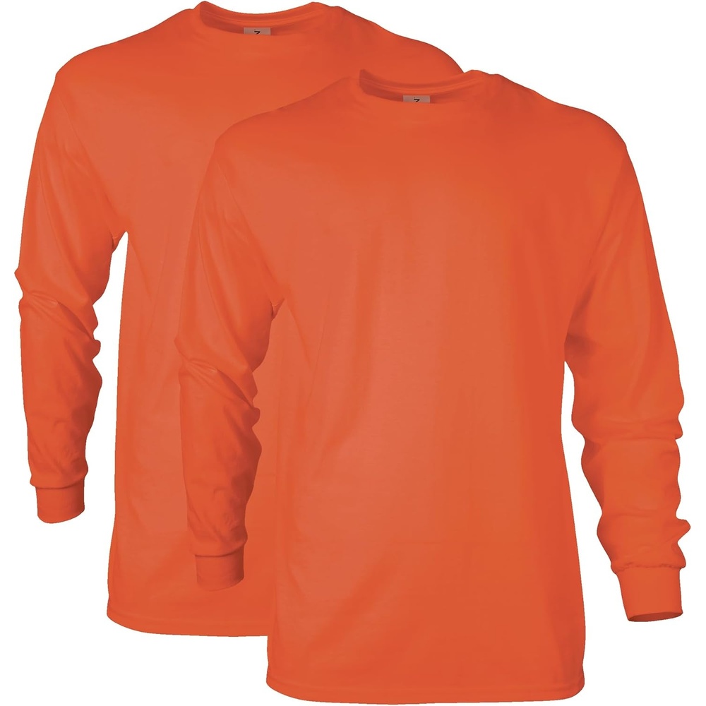 image:imageGildan Adult Ultra Cotton Long Sleeve TShirt Style G2400 MultipackOrange