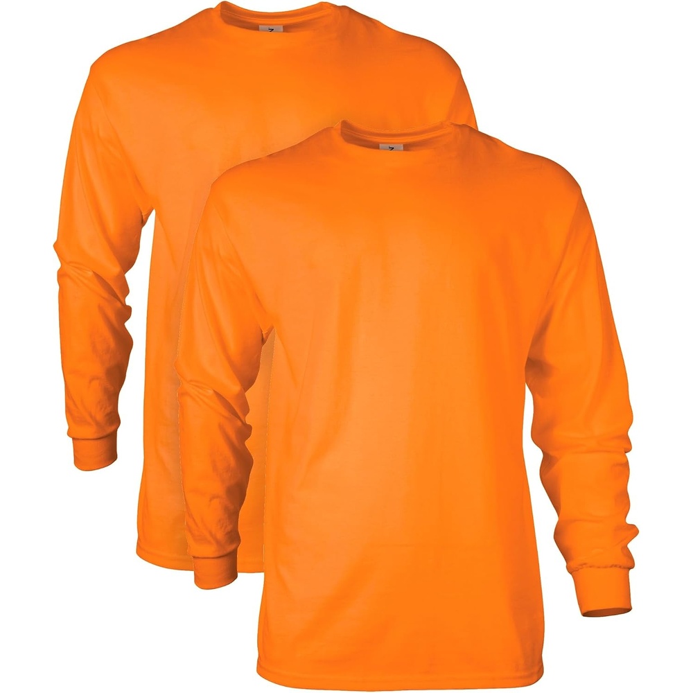 image:imageGildan Adult Ultra Cotton Long Sleeve TShirt Style G2400 MultipackS Orange 2pack