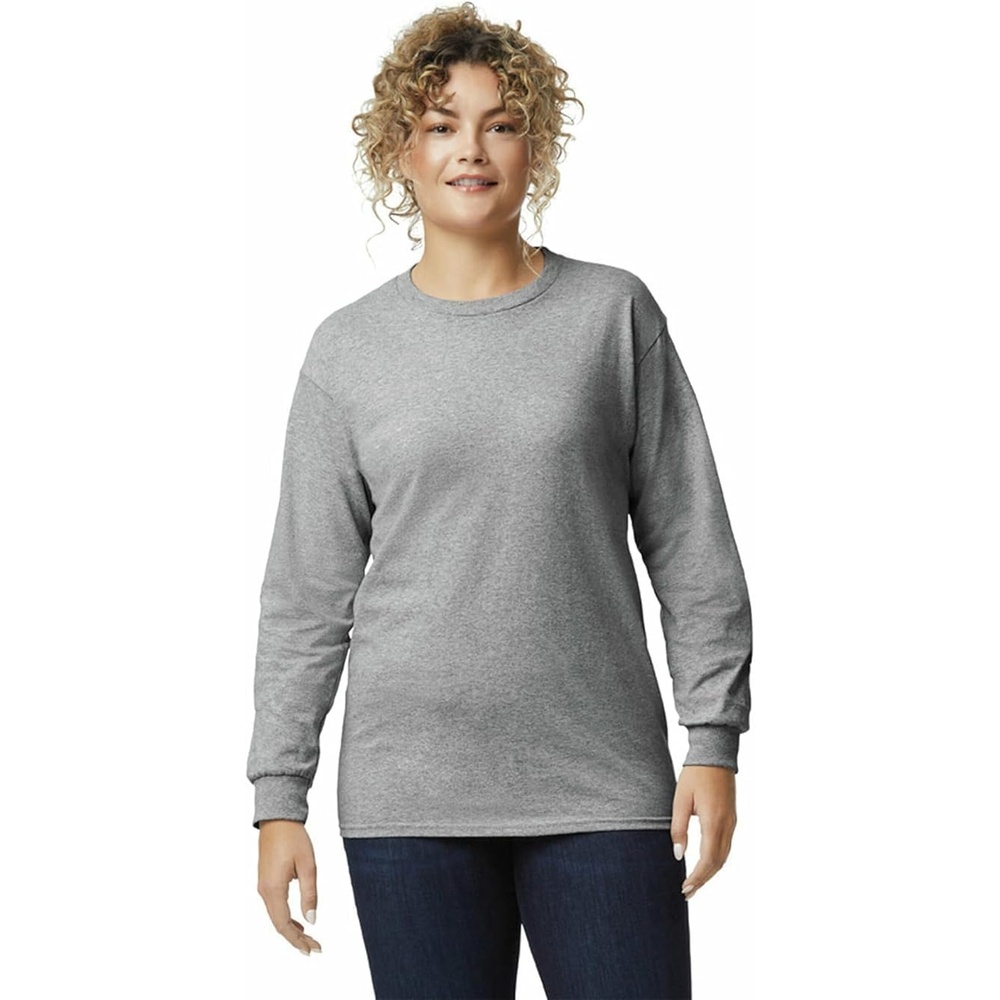 image:imageGildan Adult Ultra Cotton Long Sleeve TShirt Style G2400 MultipackSport Grey