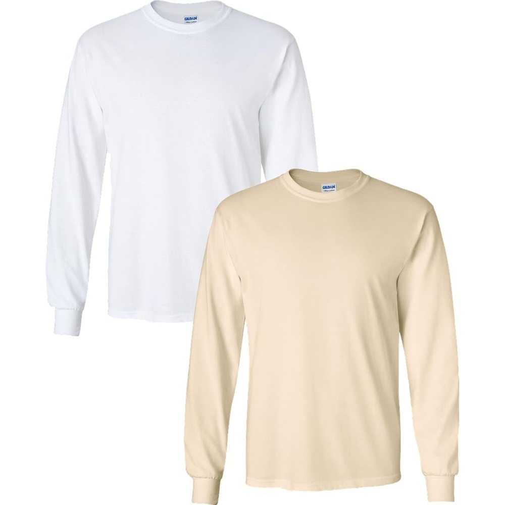 image:imageGildan Adult Ultra Cotton Long Sleeve TShirt Style G2400 MultipackWhiteNatural
