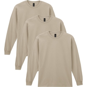 Gildan Adult Ultra Cotton Long Sleeve T-Shirt, Style G2400, Multipack(Sand)